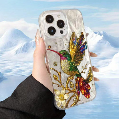 🔥Shimmering Hummingbird Pearl-Embellished Clear Phone Case – Where Handcrafted Art Meets Everyday Elegance