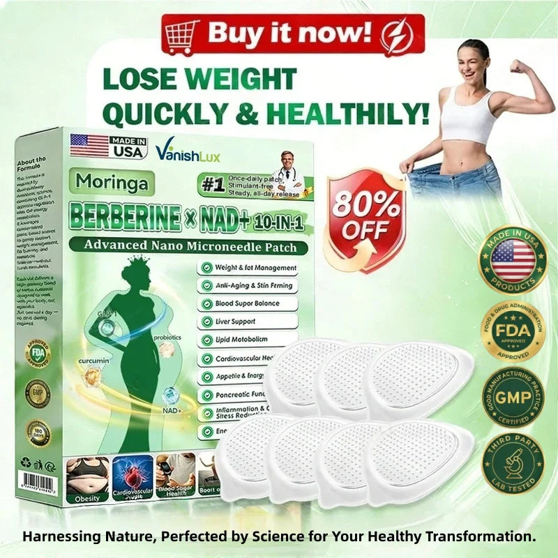Lose Up to 45lbs: 10-in-1 Nano Microneedle Patch (Moringa & Berberine × NAD+)