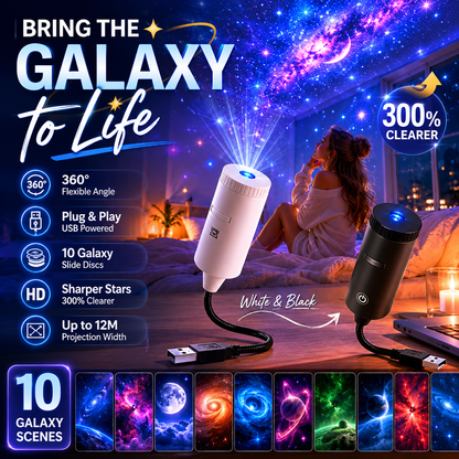 ✨ Zamień swój pokój w galaktykę – Projektor gwiazd HD plug‑and‑play z 10 kosmicznymi slajdami – Za pobraniem 🌌