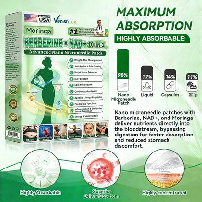 Lose Up to 45lbs: 10-in-1 Nano Microneedle Patch (Moringa & Berberine × NAD+)
