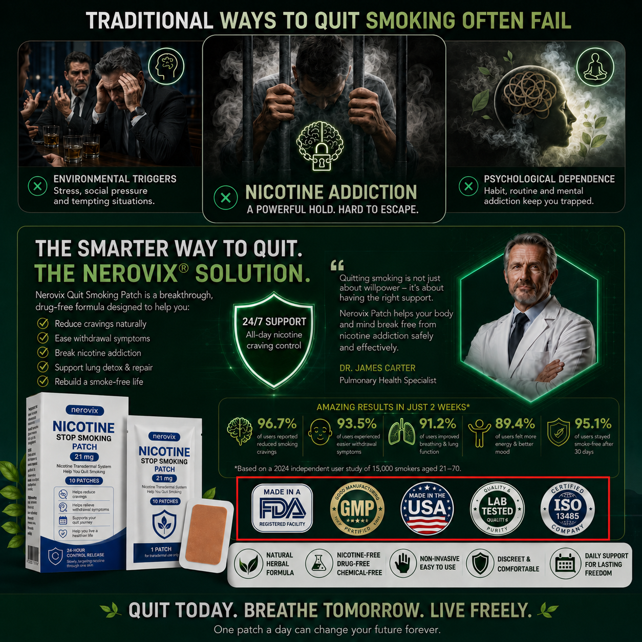 🚭 Break Free from Smoking Naturally with Nerovix™ Quit Smoking Patches！